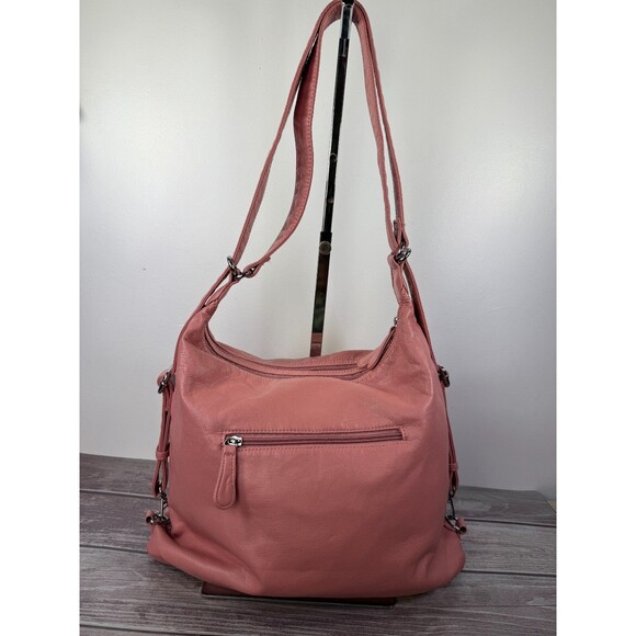 Pink and Silver Slouchy Shoulder Bag with Tassels - Picture 3 of 16